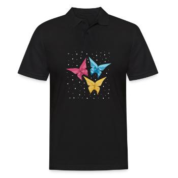 Origami Japanese Art Folding Crane Paper - Men's Polo Shirt - black - Front - Kai (181cm)