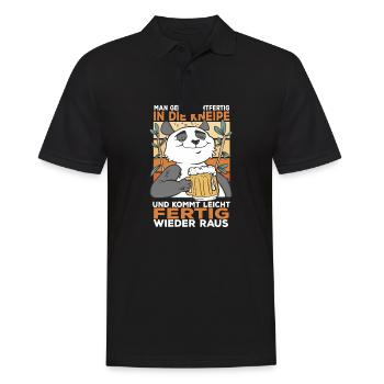 Man geht leichtfertig in die Kneipe Panda Bier - Männer Poloshirt - Schwarz - Vorne - Kai (181cm)