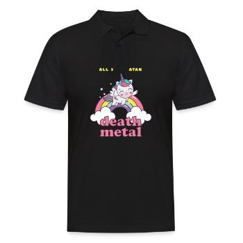 Licorne sur Cloud Death Metal - Polo Homme - noir - Devant - Kai (181cm)