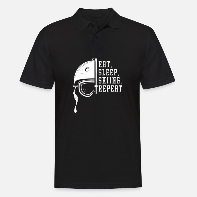 Manger dormir Ski Répéter - Polo Homme - noir