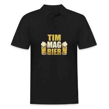 Tim mag Bier Name Geburtstag - Männer Poloshirt - Schwarz - Vorne - Kai (181cm)