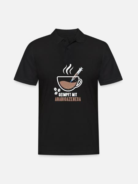 Geimpft Mit Arabicazenega Kaffee - Männer Poloshirt - Schwarz