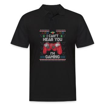 Je ne peux pas vous entendre dans le jeu de Noël - Polo Homme - noir - Devant - Kai (181cm)