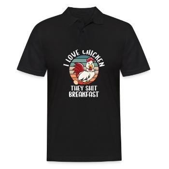 J’adore le poulet Ils chient le petit déjeuner - Polo Homme - noir - Devant - Kai (181cm)