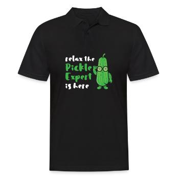 Relax The Pickle Expert is Here - Männer Poloshirt - Schwarz - Vorne - Kai (181cm)