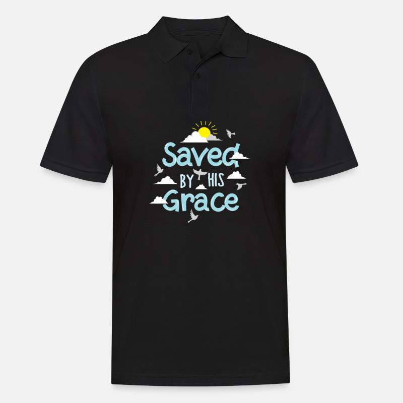 Saved By His Grace - Männer Poloshirt - Schwarz