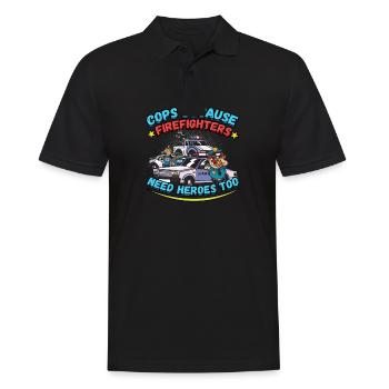 Cops Because Firefighters Need Heroes Too - Männer Poloshirt - Schwarz - Vorne - Kai (181cm)
