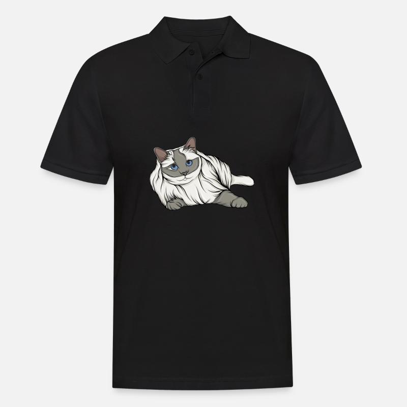 Katzendame - Männer Poloshirt - Schwarz
