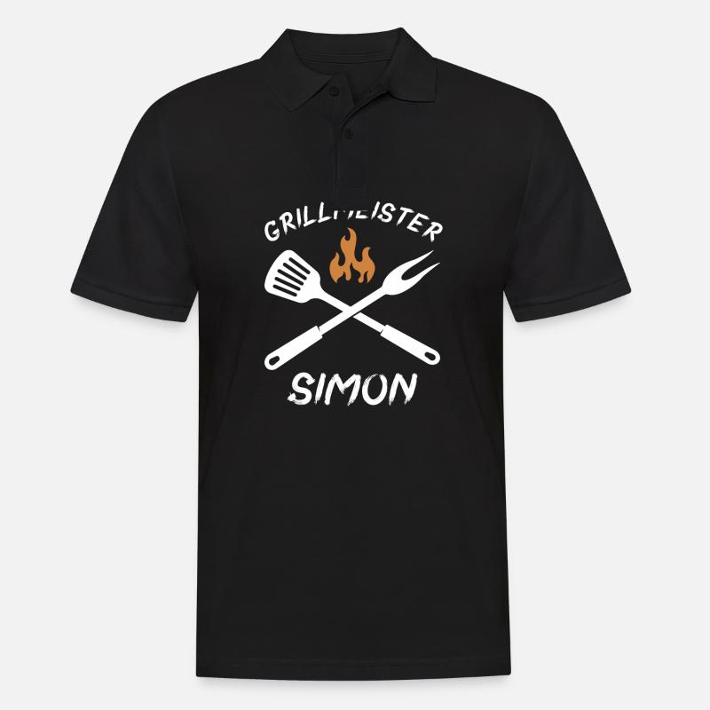 Grillmeister Simon - Männer Poloshirt - Schwarz
