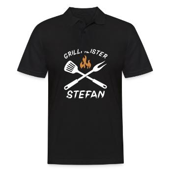 Grillmeister Stefan - Männer Poloshirt - Schwarz - Vorne - Kai (181cm)