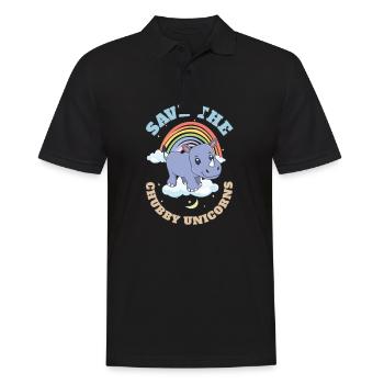 Save The Chubby Unicorns Cute Rhinoceros - Männer Poloshirt - Schwarz - Vorne - Kai (181cm)