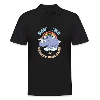 Save The Chubby Unicorns Cute Rhinoceros - Männer Poloshirt - Schwarz - Vorne - Kai (181cm)