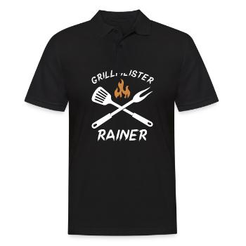 Grillmeister Rainer - Männer Poloshirt - Schwarz - Vorne - Kai (181cm)