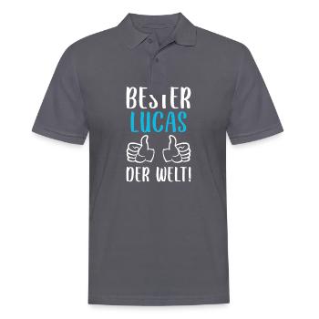 Lucas Vorname Name Geburtstag - Männer Poloshirt - Anthrazit - Vorne - Nico (186cm)