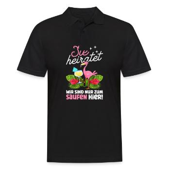 Sie Heiratet Wir Sind Nur Zum Saufen Hier Flamingo - Männer Poloshirt - Schwarz - Vorne - Kai (181cm)