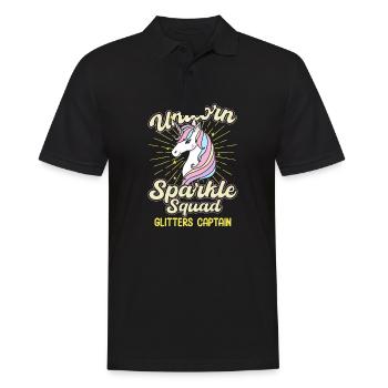 Unicorn Sparkle Squad Cutter Captain - Männer Poloshirt - Schwarz - Vorne - Kai (181cm)