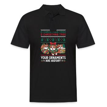 Cats O Christmas Tree Funny Ornaments Pajama - Men's Polo Shirt - black - Front - Kai (181cm)