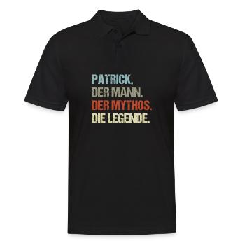 Patrick der Mann der Mythos die Legende - Männer Poloshirt - Schwarz - Vorne - Kai (181cm)