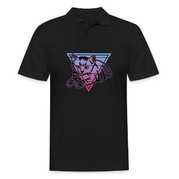 Retro Cat Graphic Cat for Cat Owners - Men's Polo Shirt - black - Front - Kai (181cm)