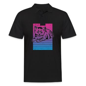 Chat graphique Retro Cat pour les propriétaires de chats - Polo Homme - noir - Devant - Kai (181cm)