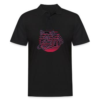 Chat graphique Retro Cat pour les propriétaires de chats - Polo Homme - noir - Devant - Kai (181cm)