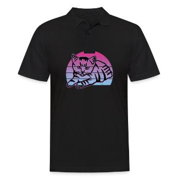 Chat graphique Retro Cat pour les propriétaires de chats - Polo Homme - noir - Devant - Kai (181cm)