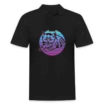 Retro Cat Graphic Cat for Cat Owners - Men's Polo Shirt - black - Front - Kai (181cm)