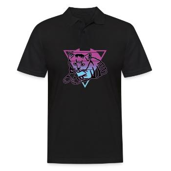 Retro Cat Graphic Cat for Cat Owners - Men's Polo Shirt - black - Front - Kai (181cm)