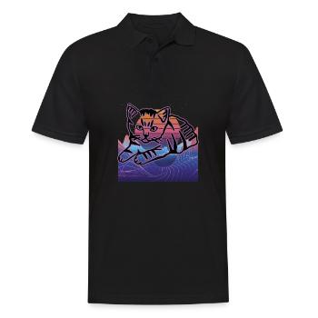 Chat graphique Retro Cat pour les propriétaires de chats - Polo Homme - noir - Devant - Kai (181cm)