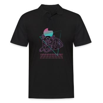 Retro Cat Graphic Cat for Cat Owners - Men's Polo Shirt - black - Front - Kai (181cm)