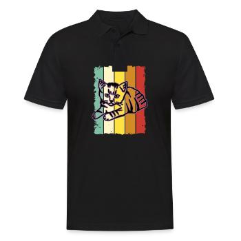 Chat graphique Retro Cat pour les propriétaires de chats - Polo Homme - noir - Devant - Kai (181cm)