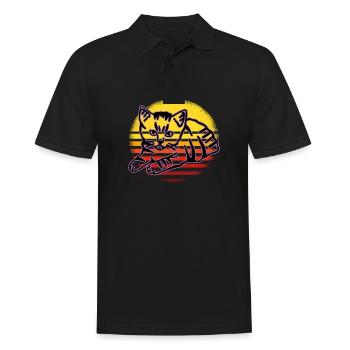 Chat graphique Retro Cat pour les propriétaires de chats - Polo Homme - noir - Devant - Kai (181cm)