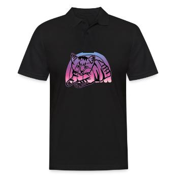 Chat graphique Retro Cat pour les propriétaires de chats - Polo Homme - noir - Devant - Kai (181cm)