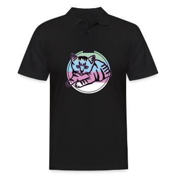 Chat graphique Retro Cat pour les propriétaires de chats - Polo Homme - noir - Devant - Kai (181cm)