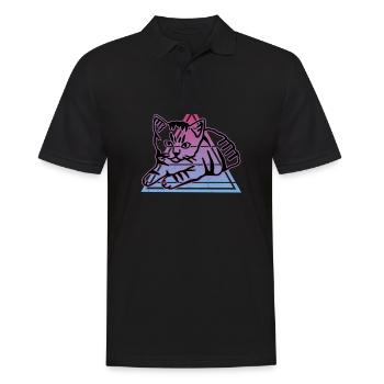 Retro Cat Graphic Cat for Cat Owners - Men's Polo Shirt - black - Front - Kai (181cm)