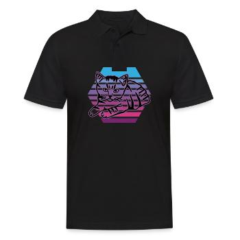 Chat graphique Retro Cat pour les propriétaires de chats - Polo Homme - noir - Devant - Kai (181cm)