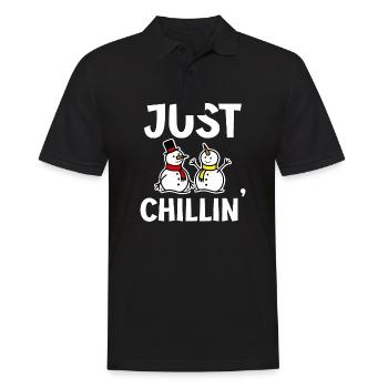 Snowman - Just Chillin - Men's Polo Shirt - black - Front - Kai (181cm)