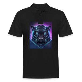 Geometric Panther Polygon Abstract Mystical - Men's Polo Shirt - black - Front - Kai (181cm)