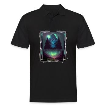 Nature géométrique Trance Polygone Abstrait Mystique - Polo Homme - noir - Devant - Kai (181cm)