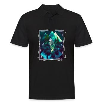 Nature géométrique Trance Polygone Abstrait Mystique - Polo Homme - noir - Devant - Kai (181cm)