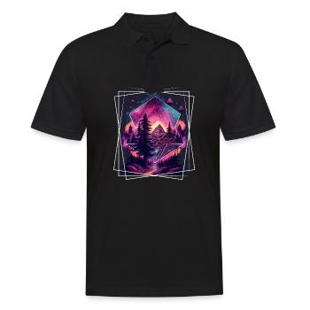 Nature géométrique Trance Polygone Abstrait Mystique - Polo Homme - noir - Devant - Kai (181cm)