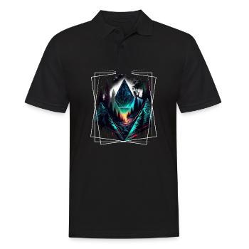 Nature géométrique Trance Polygone Abstrait Mystique - Polo Homme - noir - Devant - Kai (181cm)
