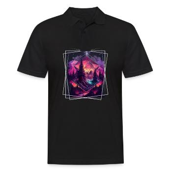 Nature géométrique Trance Polygone Abstrait Mystique - Polo Homme - noir - Devant - Kai (181cm)