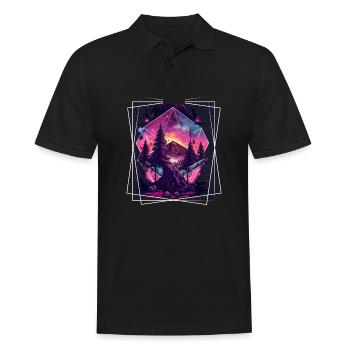 Nature géométrique Trance Polygone Abstrait Mystique - Polo Homme - noir - Devant - Kai (181cm)