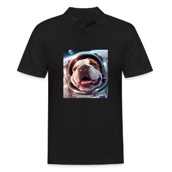 bouledogue, astronaute, chien, espace extra-atmosphérique - Polo Homme - noir - Devant - Kai (181cm)