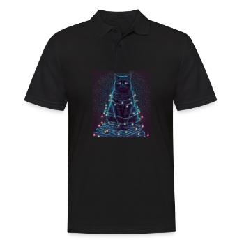 Cute Cat Christmas Tree String Lights Winter - Men's Polo Shirt - black - Front - Kai (181cm)