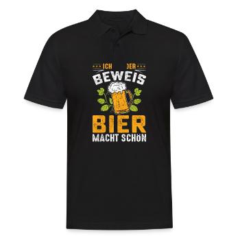 Ich Bin Der Beweis Bier Macht Schön - Männer Poloshirt - Schwarz - Vorne - Kai (181cm)
