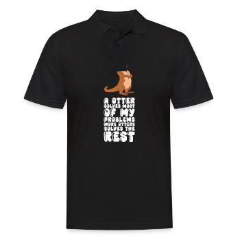 Petits jeux de mots sur les loutres et blagues sur les loutres - Polo Homme - noir - Devant - Kai (181cm)