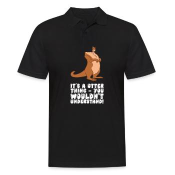 Petits jeux de mots sur les loutres et blagues sur les loutres - Polo Homme - noir - Devant - Kai (181cm)