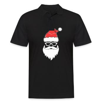 Visage cool du Père Noël avec des lunettes - Polo Homme - noir - Devant - Kai (181cm)
